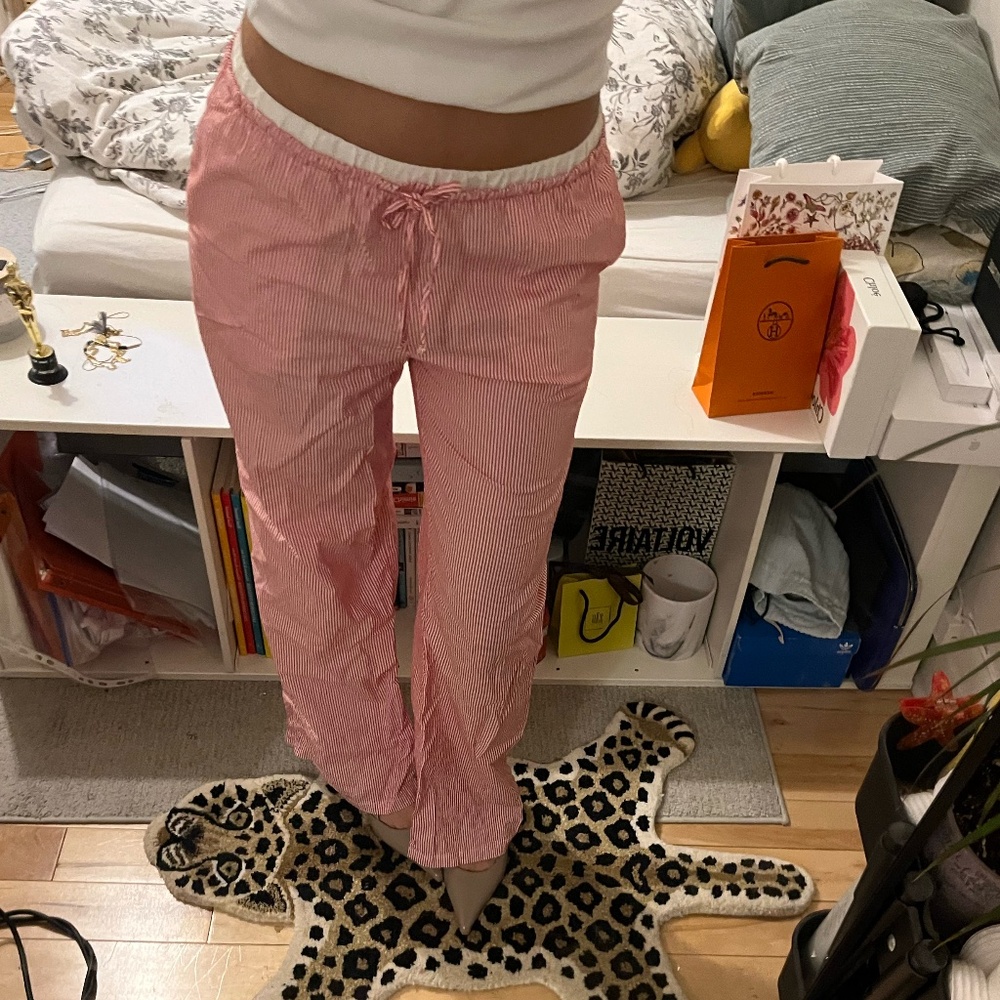 Red striped canvas trousers